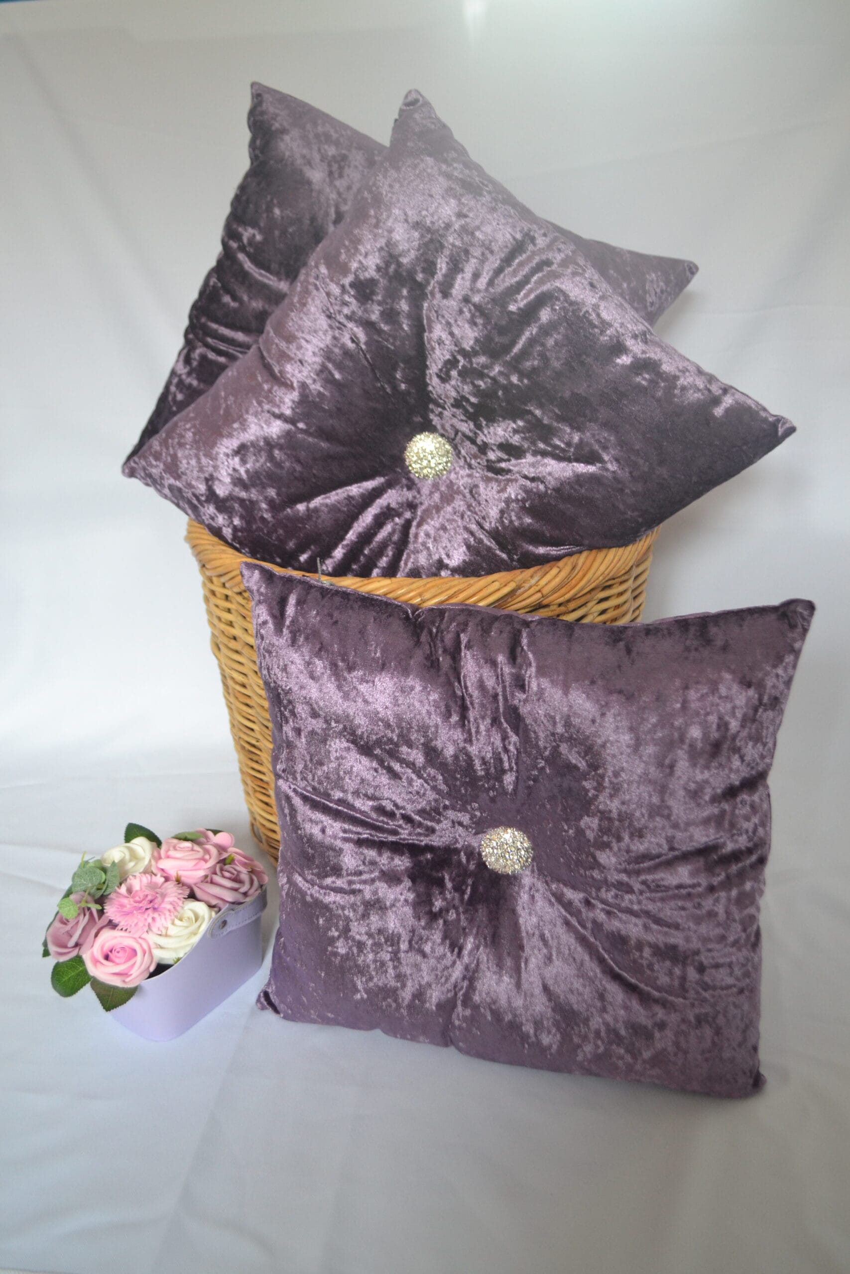 Silver crushed velvet clearance pillows